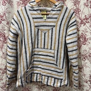 Franks Baja Hoodie Sweater Striped Pullover Poncho Mexico Adult Medium